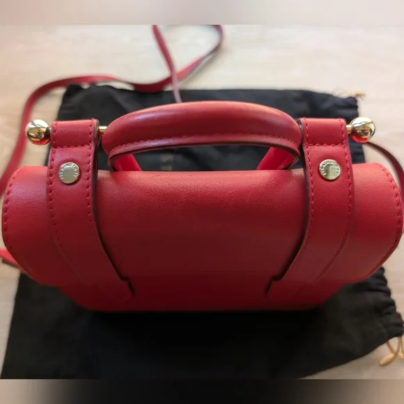 [Strathberry] Authentic Ruby Red Nano Tote Gold Hardware with Leather Strap - Picture 5 of 15